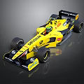 Yellow Singapore Formula Race Car With Aerodynamic Body And Sponsor Logos