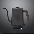 Stylish Electric Kettle With Silver Metal Body Wooden Handle And Long Spout Design