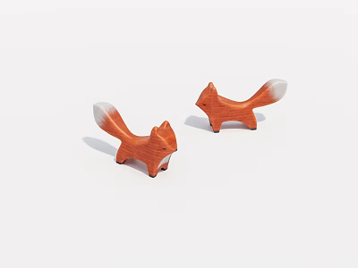 Cartoon fox wood carving 3d model