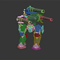 Smart Machine With Mechanical Body Multiple Metallic Cannons And Futuristic Design