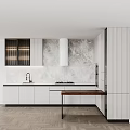 Elegant Modern Kitchen With Sleek Cabinets Marble Countertop And Island