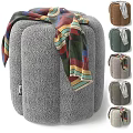 Soft Plush Sofa Stool In Green Brown Gray With Decorative Towel And Stylish Design
