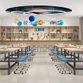 Modern classroom manual classroom manual workshop display rack tool wall table and chair combination 3d model