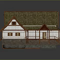 Traditional House Exterior With Green Roof White Walls And Wooden Porch Steps
