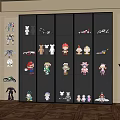 Modern Glass Door Display Cabinet with Action Figures Model Cars and Toys Collection