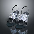 BATA Silver Black Studded Rhinestone Flat Open Toe Sandals For Summer Fashion