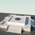 Ancient Architectural Square Platform With White Railings Circular Center And Stairs