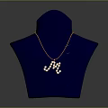 Elegant Pearl Letter M Pendant Necklace with Delicate Design Displayed On Blue Mannequin