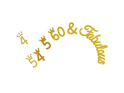 Golden Glittery Numbers 4 5 60 and Fabulous Decorative Design Elements 3d model