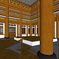 Ancient Building Interior With Wooden Pillars Intricate Carvings And Traditional Windows