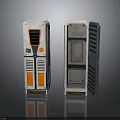 Modern Furniture Cabinet with White Orange Design Open Closed Doors and Ventilation Panels