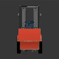 Red Toy Forklift Model With Blue Seat And Metal Forks On Gray Surface