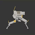 Futuristic Mechanical Game Movie Character Featuring Yellow White Multiple Legs 3D Model Structure