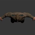 Male Military Character Standing In Uniform With Outstretched Arms On Reflective Floor