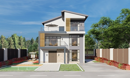 Modern single-family villa 3d model