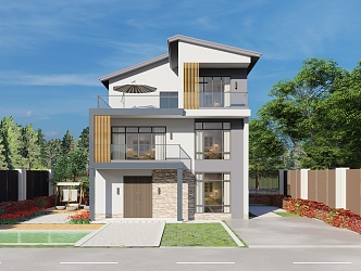 Modern single-family villa 3d model