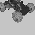 Dark Blue Kids Toy Go Kart With Large Wheels Brown Seat And Exhaust Pipe