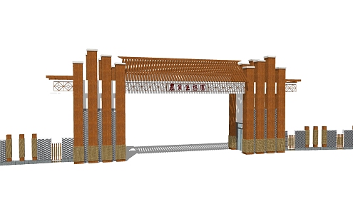 New Chinese Style Gate Entrance 3d model