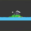 Scenic Island Landscape Featuring Green Vegetation Mountain Blue Water And Fluffy Clouds
