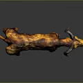 Standing Brown Yellow Textured Ram Sculpture on Dark Reflective Surface