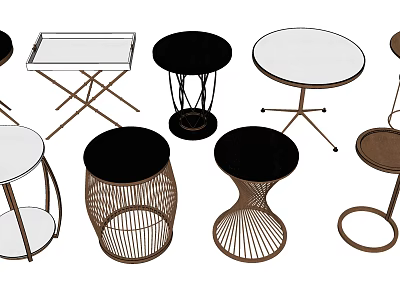 Stylish Modern Coffee Tables In Various Shapes With Rattan And Metal Bases 3d model