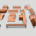 Variety of Wooden Skateboard Ramps Rails and Platforms for Skate Park