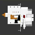 Industrial Machinery Component With Transparent Casing Internal Orange Red Parts And Metal Structure