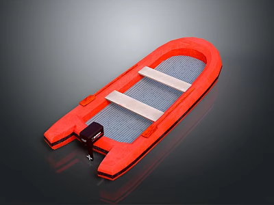 Orange Inflatable Boat With Motor Seats And Lightweight Structure For Water Travel 3d model