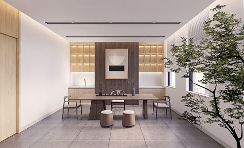 New Chinese Style Tea Room Tea Room Reception Room Tea Table and Chair Combination Office Tea Room Reception Room 3d model