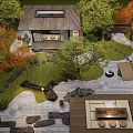 Japanese Zen Garden Design With Seasonal Trees Stone Pathways And Wooden Tea House