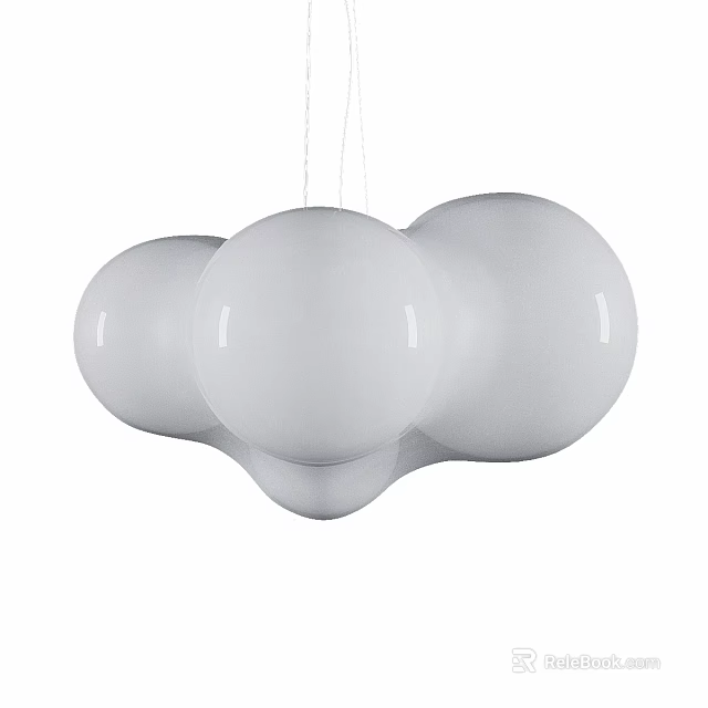 Modern White Chandelier Featuring Multiple Spherical Shades For Contemporary Home Interiors 3d model 