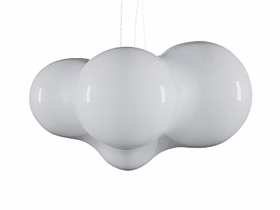 Modern White Chandelier Featuring Multiple Spherical Shades For Contemporary Home Interiors 3d model