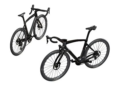 Two Black Professional Road Bicycles With Sleek Frame And Curved Handlebars 3d model