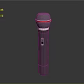 Handheld Gray Microphone With Red Ring Textured Top And Control Button Design 3d model