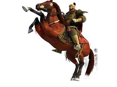 Armored Ancient Warrior Game And Film Character Riding War Horse 3d model