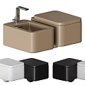 Modern Square Bathroom Sink With Multiple Colors And Storage Cabinet Design 3d model