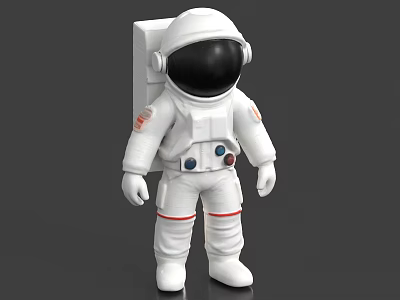 Man In White Astronaut Suit With Black Helmet Backpack And Red Stripes 3d model