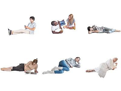 Multiple People In Various Relaxing Poses And Activities 3d model