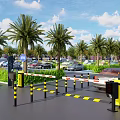 Eco Friendly Parking Lot With Neatly Arranged Parking Spaces Greenery And Parked Vehicles