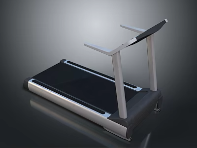 Modern Home Treadmill With Silver Frame Black Running Belt And Handrails 3d model