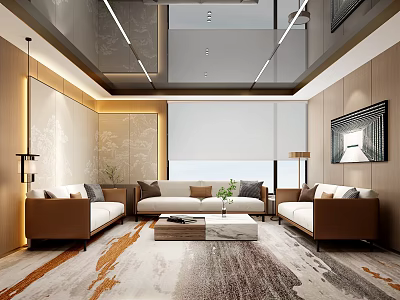 Modern Front Desk Reception Area With Comfortable Seating And Elegant Decor 3d model
