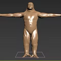 Golden Ape Sculpture with Outstretched Arms Against Blue Sky and Water Reflection