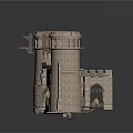 Medieval Stone Castle Architecture With Twin Towers Crenellations And Carved Walls