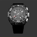 Black Sports Watch With Black Strap Multiple Sub Dials And Markings 3d model