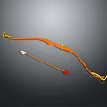 Detailed Orange Bow Weapon Design with Arrow Featuring Red Tip on Gray Background 3d model