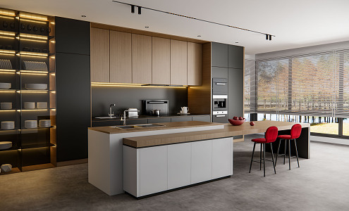 modern kitchen space 3d model