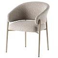 Modern Light Colored Leisure Chair With Bouclé Fabric Armrests And Metallic Legs