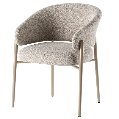 Modern Light Colored Leisure Chair With Bouclé Fabric Armrests And Metallic Legs 3d model