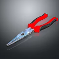 Needle Nose Pliers With Red And Black Handles And Silver Jaws For Household Use