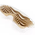 Artistic Modern Wooden Coffee Table With Intricate Lattice Structure And Smooth Transparent Edges